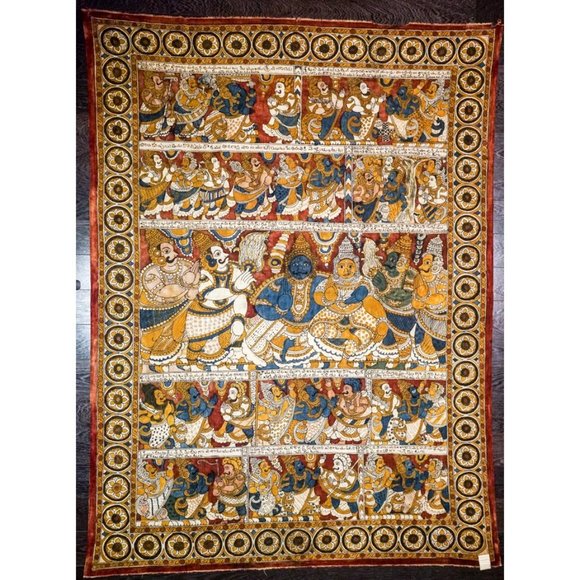 Traditional Vegetable Dye Indian Epic on Cotton Fabric